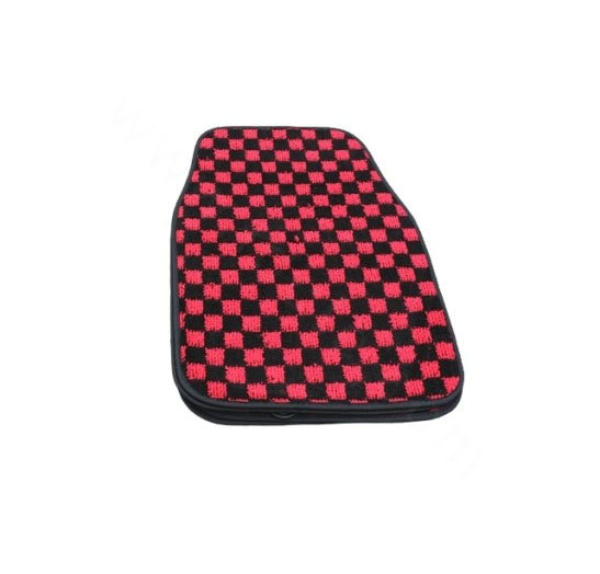 Fashion Grid Universal Automotive Carpet Car Floor Mats Suede 5pcs Sets - Black+Red