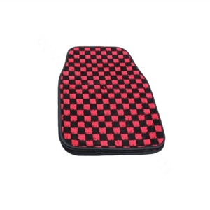 Fashion Grid Universal Automotive Carpet Car Floor Mats Suede 5pcs Sets - Black+Red
