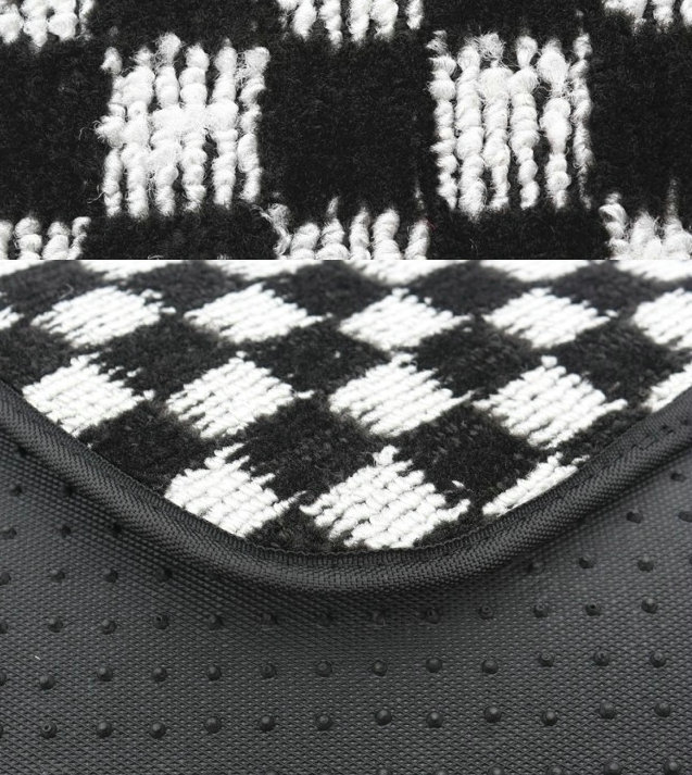 Fashion Grid Universal Automotive Carpet Car Floor Mats Suede 5pcs Sets - Black+White