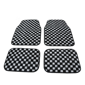 Fashion Grid Universal Automotive Carpet Car Floor Mats Suede 5pcs Sets - Black+White