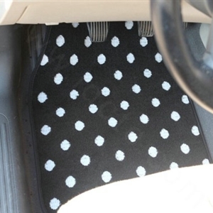 Fashion Polka Dot Universal Automotive Carpet Car Floor Mats Suede 5pcs Sets - Black+White