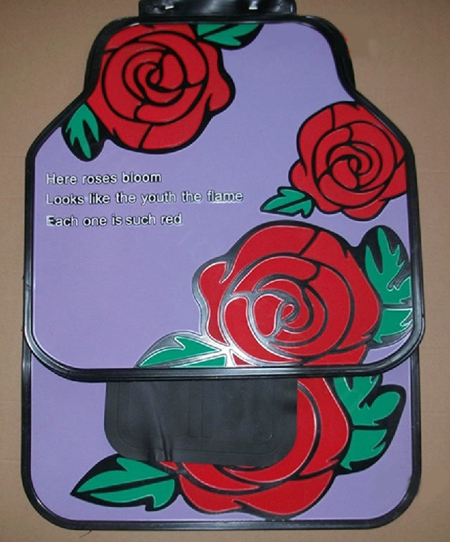 Fashion Rose Flower Floral Universal Automotive Carpet Car Floor Mats Rubber 5pcs Sets - Purple