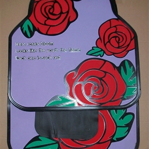 Fashion Rose Flower Floral Universal Automotive Carpet Car Floor Mats Rubber 5pcs Sets - Purple