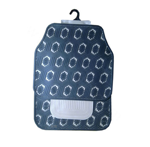 Floral Flower Universal Automotive Carpet Waterproof Car Floor Mats Rubber 5pcs Sets - Black