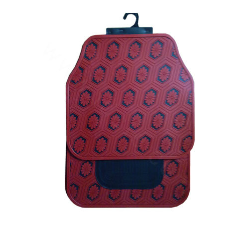 Floral Flower Universal Automotive Carpet Waterproof Car Floor Mats Rubber 5pcs Sets - Red