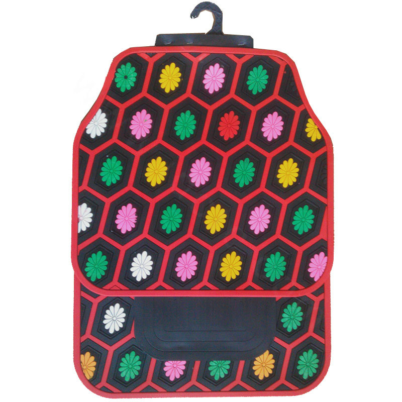 Flower Floral Universal Automotive Carpet Waterproof Car Floor Mats Rubber 5pcs Sets - Multicolor