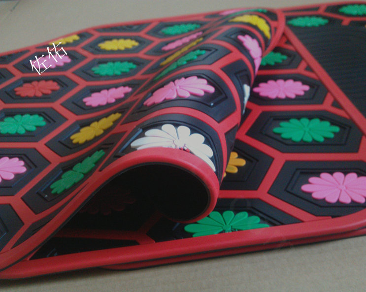 Flower Floral Universal Automotive Carpet Waterproof Car Floor Mats Rubber 5pcs Sets - Multicolor