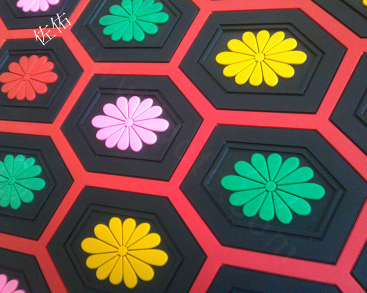 Flower Floral Universal Automotive Carpet Waterproof Car Floor Mats Rubber 5pcs Sets - Multicolor