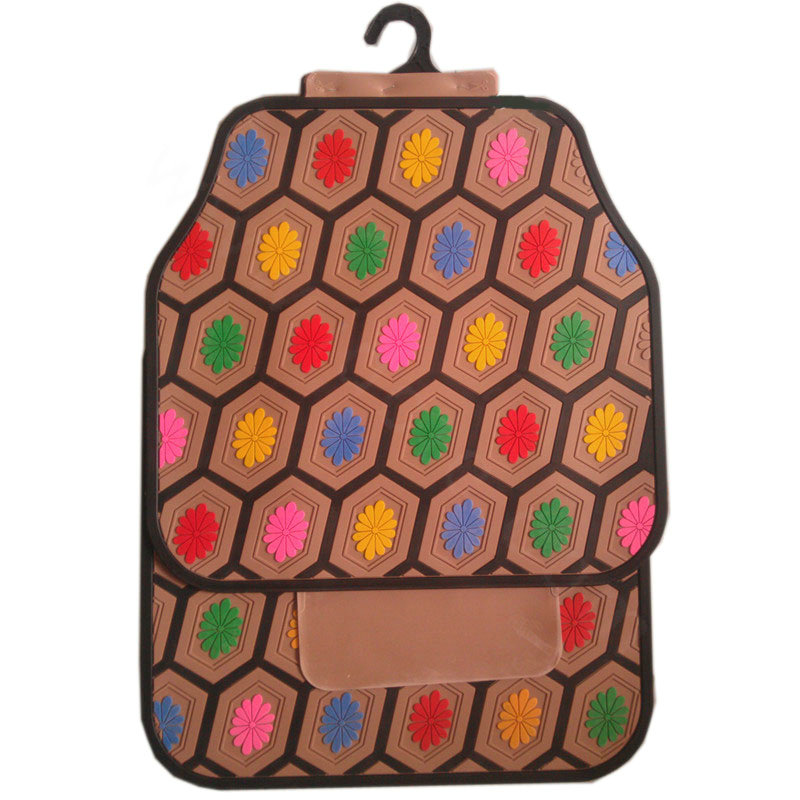 Multicolor Flower Universal Automotive Carpet Waterproof Car Floor Mats Rubber 5pcs Sets - Beige