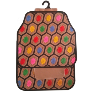 Multicolor Flower Universal Automotive Carpet Waterproof Car Floor Mats Rubber 5pcs Sets - Beige