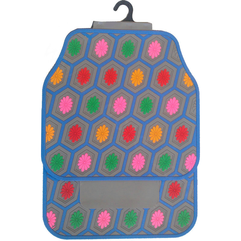 Multicolor Flower Universal Automotive Carpet Waterproof Car Floor Mats Rubber 5pcs Sets - Gray