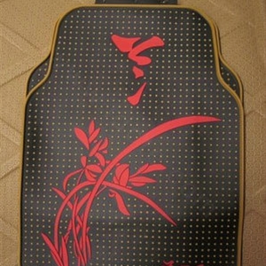 Orchid Flower Universal Automotive Carpet Waterproof Car Floor Mats Rubber 5pcs Sets - Red