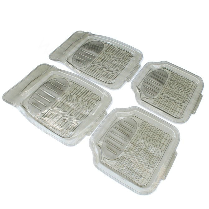 Quality Clear PVC Plastic Universal Waterproof Auto Foot Carpet Car Floor Mats 5pcs Sets - White