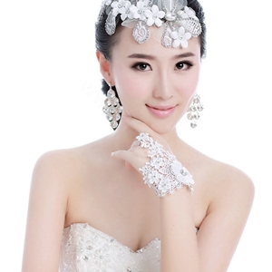 Unique Bride Jewelry Lace Flower Crystal Bridal Hair Headband Headpiece Wedding Accessories