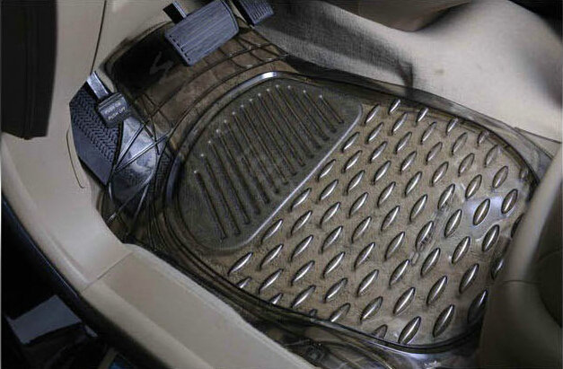 Best Clear PVC Plastic Universal Vehicle Auto Foot Carpet Car Floor Mats 5pcs Sets - Black