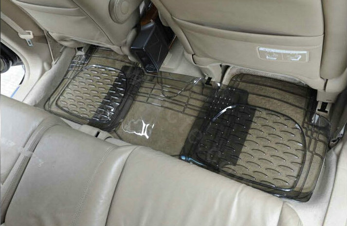Best Clear PVC Plastic Universal Vehicle Auto Foot Carpet Car Floor Mats 5pcs Sets - Black