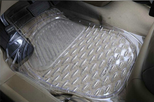 Best Clear PVC Plastic Universal Vehicle Auto Foot Carpet Car Floor Mats 5pcs Sets - White