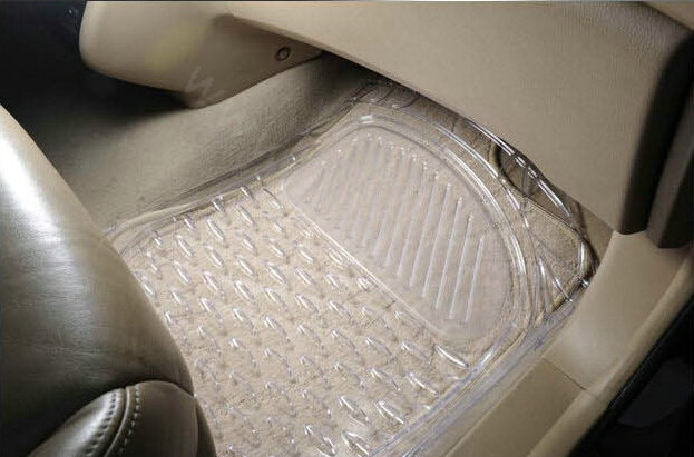 Best Clear PVC Plastic Universal Vehicle Auto Foot Carpet Car Floor Mats 5pcs Sets - White