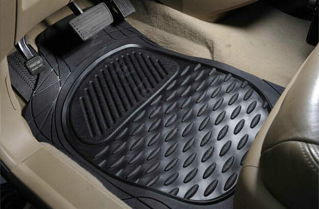 Best Green PVC Plastic Universal Vehicle Auto Foot Carpet Car Floor Mats 5pcs Sets - Black