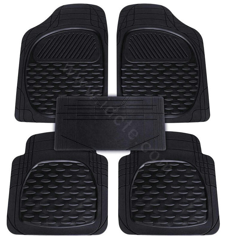 Best Green PVC Plastic Universal Vehicle Auto Foot Carpet Car Floor Mats 5pcs Sets - Black