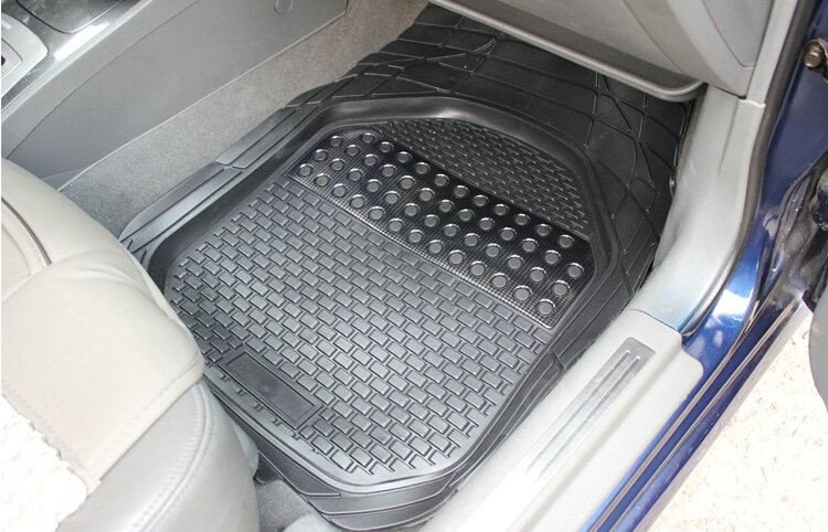Classic Luxury PVC Plastic Universal Waterproof Auto Foot Carpet Floor Mats For Cars 5pcs Sets - Black