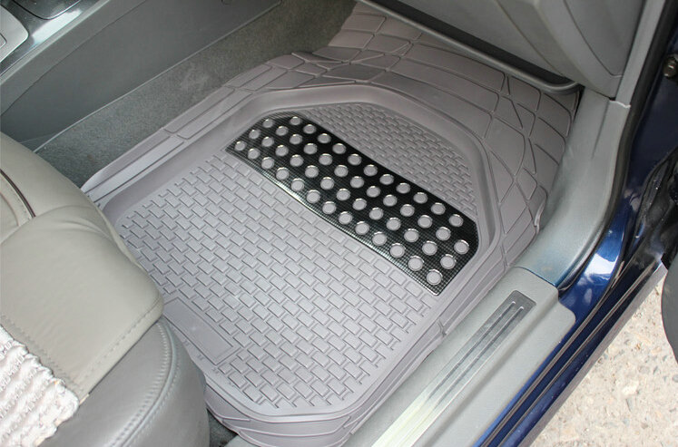 Classic Luxury PVC Plastic Universal Waterproof Auto Foot Carpet Floor Mats For Cars 5pcs Sets - Gray