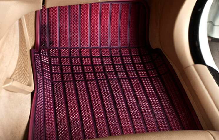 Classic Luxury Universal Automotive Carpet Waterproof Car Floor Mats Rubber 5pcs Sets - Purple