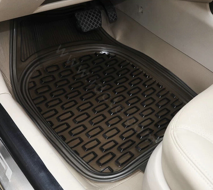 Good Clear PVC Plastic Universal Vehicle Auto Foot Carpet Car Floor Mats 5pcs Sets - Black