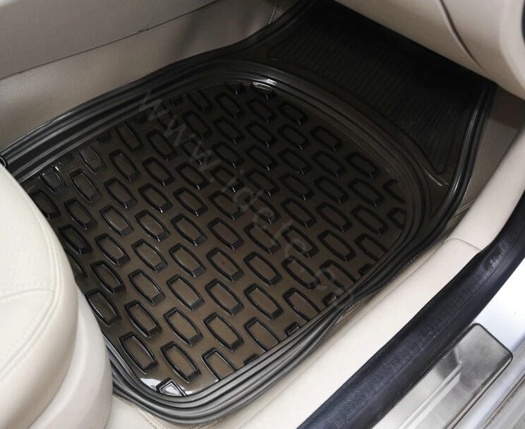 Good Clear PVC Plastic Universal Vehicle Auto Foot Carpet Car Floor Mats 5pcs Sets - Black