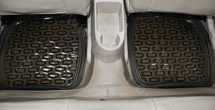 Good Clear PVC Plastic Universal Vehicle Auto Foot Carpet Car Floor Mats 5pcs Sets - Black