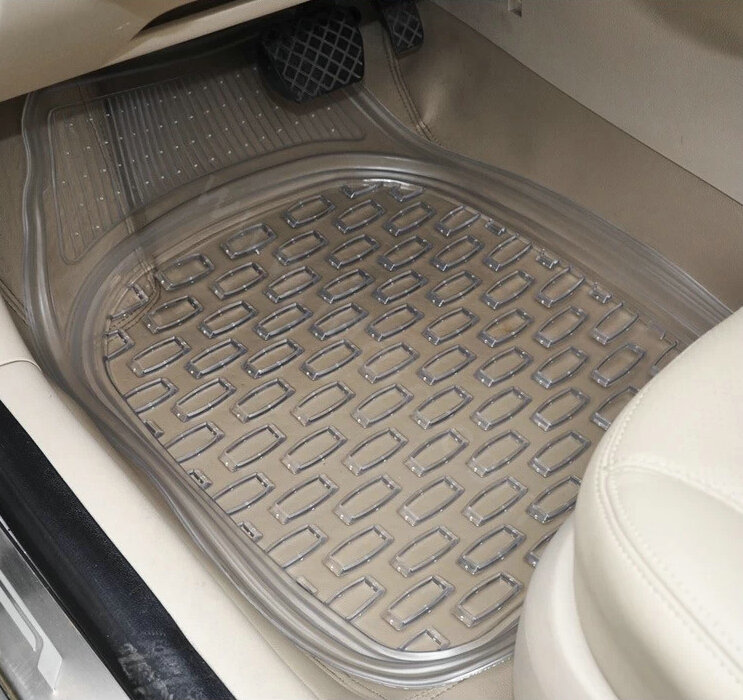 Good Clear PVC Plastic Universal Vehicle Auto Foot Carpet Car Floor Mats 5pcs Sets - White