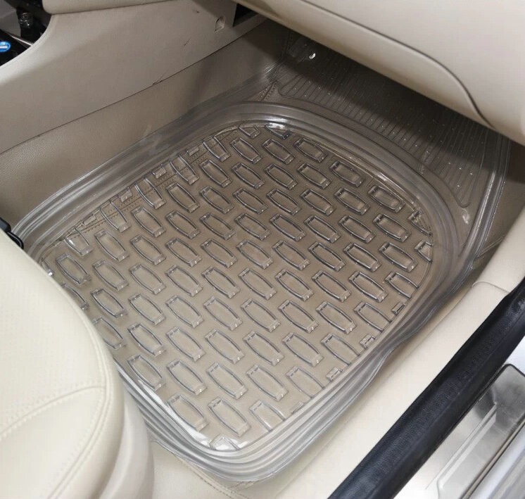 Good Clear PVC Plastic Universal Vehicle Auto Foot Carpet Car Floor Mats 5pcs Sets - White