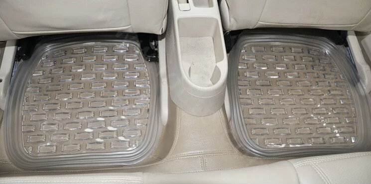 Good Clear PVC Plastic Universal Vehicle Auto Foot Carpet Car Floor Mats 5pcs Sets - White