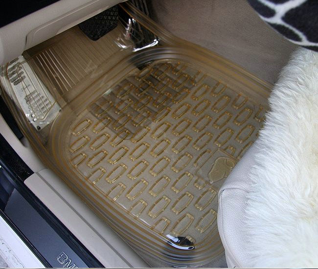 Good Clear PVC Plastic Universal Vehicle Auto Foot Carpet Car Floor Mats 5pcs Sets - Yellow