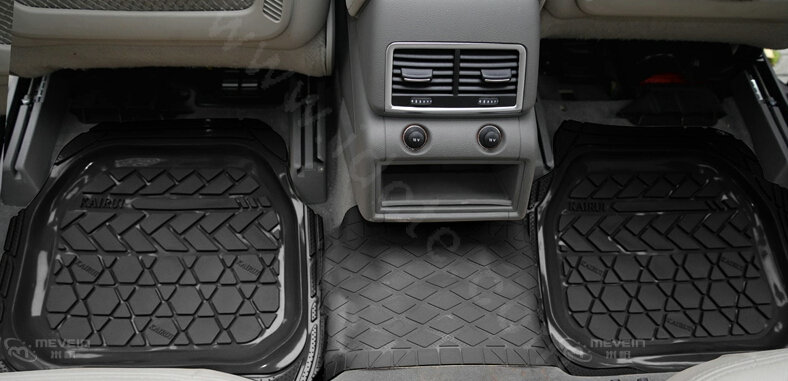 High Quality PVC Plastic Universal Waterproof Auto Foot Carpet Floor Mats For Cars 5pcs Sets - Black