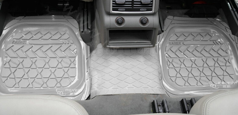 High Quality PVC Plastic Universal Waterproof Auto Foot Carpet Floor Mats For Cars 5pcs Sets - Gray
