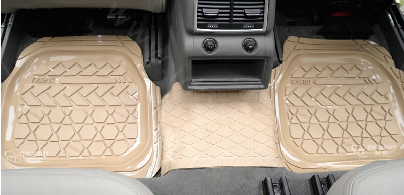 High Quality PVC Plastic Universal Waterproof Auto Foot Carpet Floor Mats For Cars 5pcs Sets - Yellow