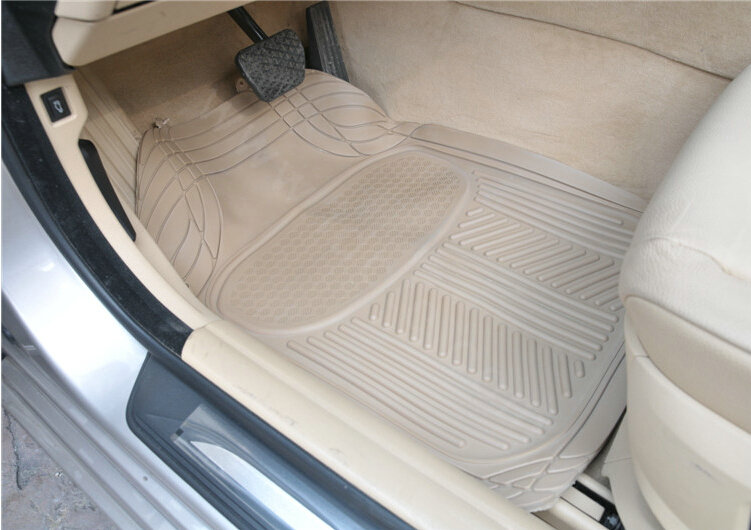 Male PVC Plastic Universal Waterproof Auto Foot Carpet Floor Mats For Cars 5pcs Sets - Beige