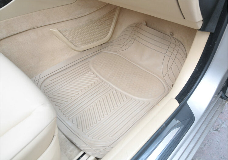 Male PVC Plastic Universal Waterproof Auto Foot Carpet Floor Mats For Cars 5pcs Sets - Beige