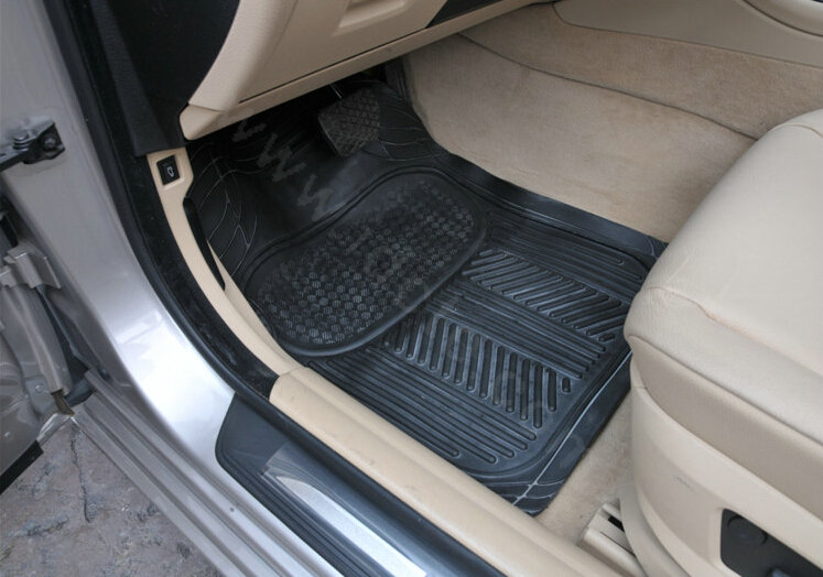 Male PVC Plastic Universal Waterproof Auto Foot Carpet Floor Mats For Cars 5pcs Sets - Black