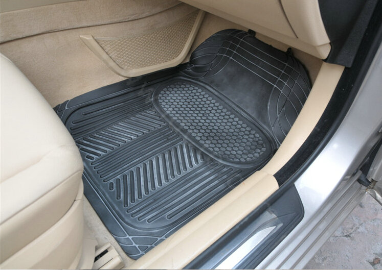 Male PVC Plastic Universal Waterproof Auto Foot Carpet Floor Mats For Cars 5pcs Sets - Black