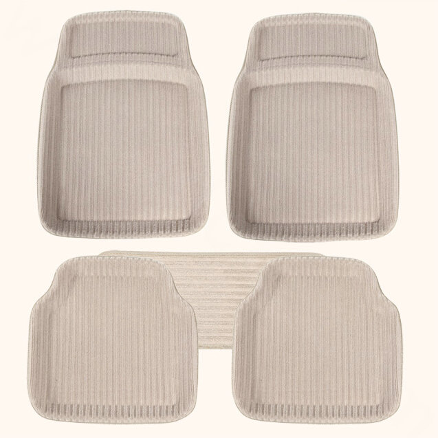 Classic Vehicle Universal Auto Carpet Waterproof Car Floor Mats PVC 5pcs Sets - Beige
