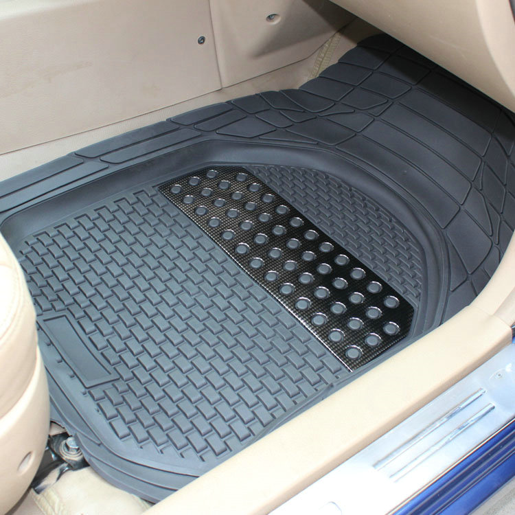 Deep Dish Heavy Duty Universal Auto Carpet Aluminum Car Floor Mats Rubber 5pcs Sets - Gray