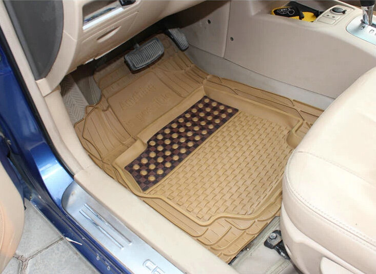 High Quality Heavy Duty Universal Auto Carpet Semi Truck Car Floor Mats Rubber 5pcs Sets - Beige