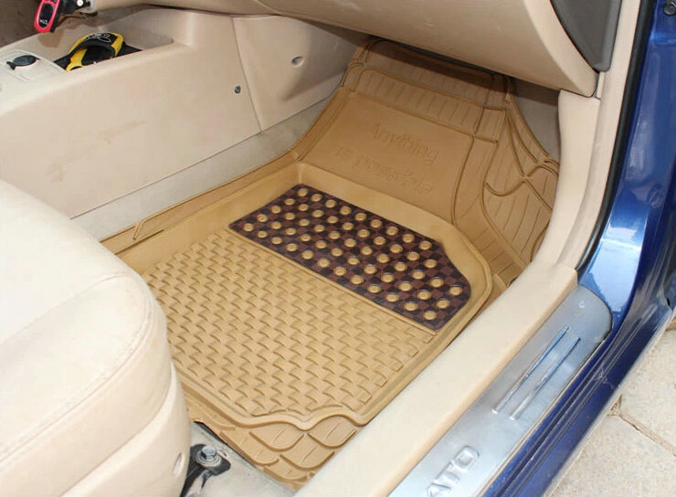 High Quality Heavy Duty Universal Auto Carpet Semi Truck Car Floor Mats Rubber 5pcs Sets - Beige
