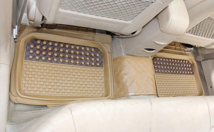 High Quality Heavy Duty Universal Auto Carpet Semi Truck Car Floor Mats Rubber 5pcs Sets - Beige