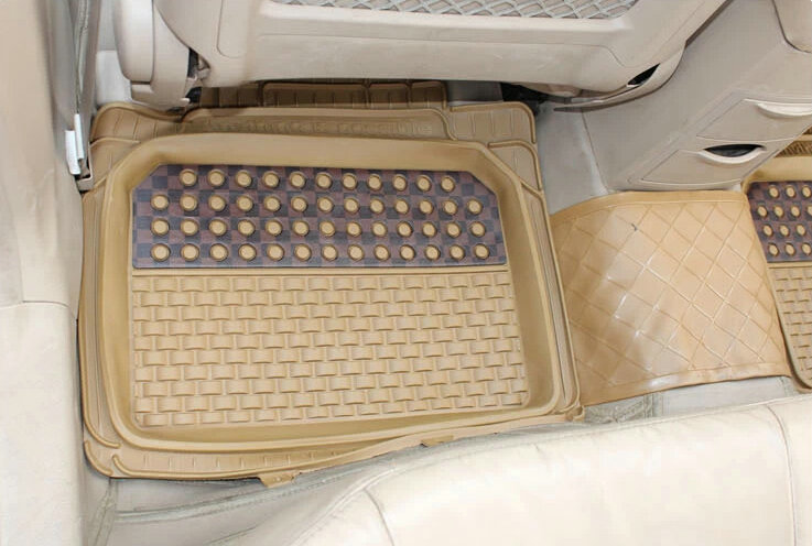 High Quality Heavy Duty Universal Auto Carpet Semi Truck Car Floor Mats Rubber 5pcs Sets - Beige