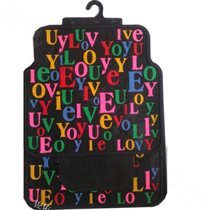 High Quality Monogrammed Universal Auto Carpet Decorative Car Floor Mats Rubber 5pcs Sets - Black