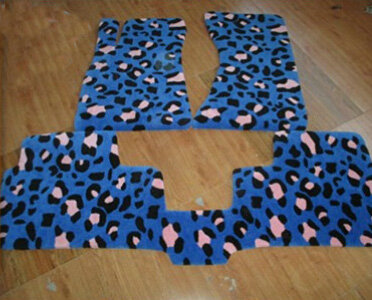 Leopard Print Tailored Trunk Carpet Cars Floor Mats Velvet 3pcs Sets For Mercedes Benz Smart - Blue