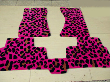 Leopard Print Tailored Trunk Carpet Cars Floor Mats Velvet 3pcs Sets For Mercedes Benz Smart - Rose